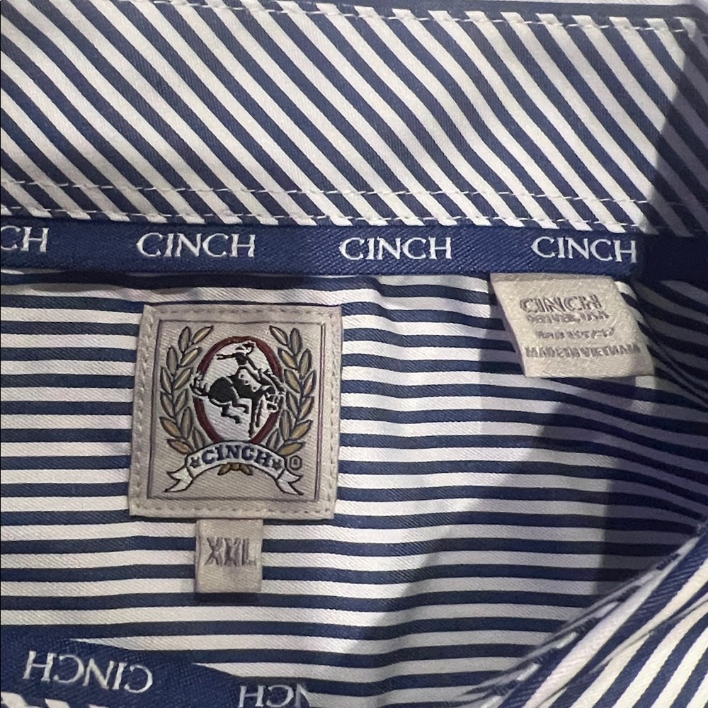 Cinch Men's Striped Print Tencel Long Sleeve Button-Down Western Shirt big tall - Picture 9 of 10